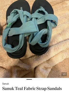 Sanuk Teal Fabric Strap Sandals